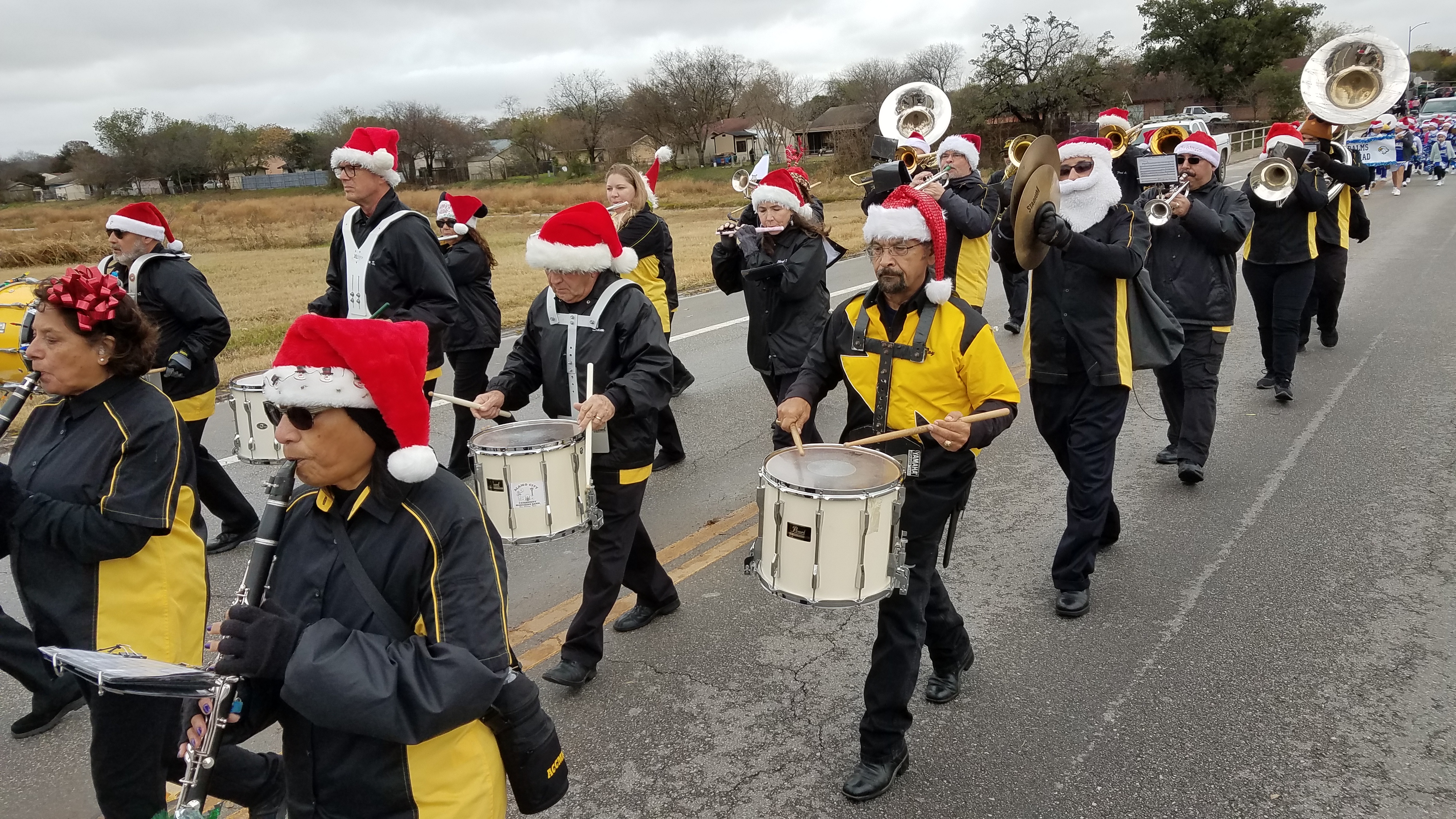 ACCMB marching in santa hats